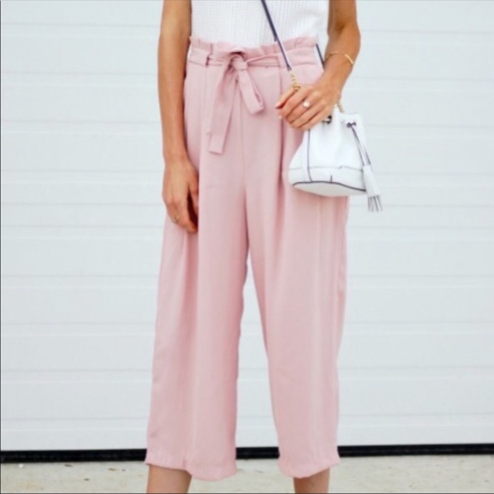 Zara pink tie waist pants